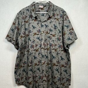 Marvel Captain America Civil War Charcoal Short Sleeve Woven Button-up Size 3XL